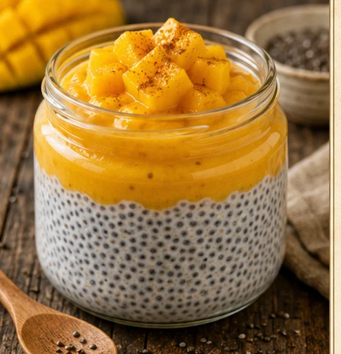 Pudim de chia com manga